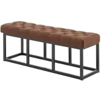 DELUKE Sitzbank MEXICO - Stoff Braun 120x38x46 cm | Sitzbank Flur Sitzhocker Esszimmerbank Polsterbank Schlafzimmerbank