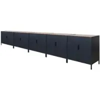 Proregal Mega Deal 5x Aktenschrank Lion Metall Mit Beinen Metallschrank Doppeltür 76x80x40Cm Kommode 2 Verstellbare Einlegeböden Vintagebraun/Schwarz