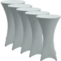 Beautissu STEHTISCHHUSSE Stella Ø 80cm Silber (5tlg)
