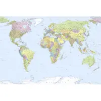 Overig Vliestapete "Vlies - World Map - Größe 368 x 248 cm" bedruckt glatt Wohnzimmer, Schlafzimmer