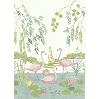 Overig Vliestapete "Digitaldruck Vlies - Flamingo Vibes - Größe 200 x 280 cm" bedruckt glatt Kinderzimmer
