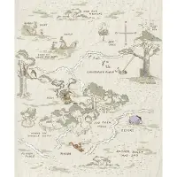 Komar Vliestapete "Digitaldruck Vlies - Winnie the Pooh Map - Größe 200 x 240 cm" bedruckt glatt Kinderzimmer