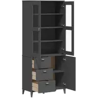 vidaXL Highboard VIKEN Anthrazit 80x40x190 cm Massivholz Kiefer