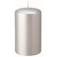 Kopschitz Kerzen Flachkopf-Stumpenkerzen Silber 80 x Ø 60 mm, 4 Stück