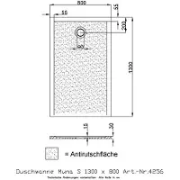 Hoesch Duschwanne MUNA S m AR 1300x800x30mm we