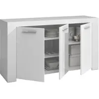 Dmora Anrichte Bellevue, Modernes Sideboard mit 3 Türen, Buffet im Wohnzimmer, Fernsehschrank, Sideboard für Wohnzimmer, 144x42h80 cm, Weiß