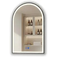 Artforma LED Badspiegel Bogen 60x90 cm schwarz matt mit Touch und Antibeschlag