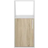 Vente-unique Schrank unter Dachschräge mit 1 Tür & 1 Ablage - Weiß & Holzfarben - ADEZIO