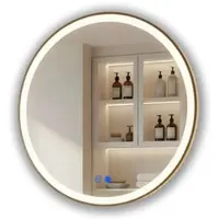 Artforma LED Badspiegel rund 80 cm gold mit Touch und Antibeschlag