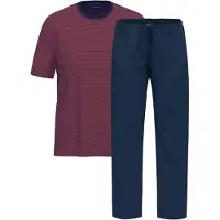 Ammann Schlafanzug Night & Home Cotton in Dunkelblau / rot | Gr.: 3XL