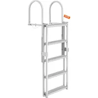 Vevor Dockleiter 5 einziehbare Stufen 159kg Tragkraft Pontonbootleiter aus Aluminiumlegierung mit 1700-2005mm einstellbarer Höhe 10cm breite Stufe Gummimatte zum Einsteigen in Schiffe/See/Pool/Marine