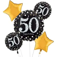Amscan folienballons Sparkling Birthday 50 schwarz/gold 5-tlg