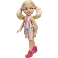Mattel GXT38 Barbie Chelsea Puppe blond, gestreiftes Outfit