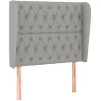 Décoshop26 - Gepolstertes Kopfteil mit Seitenteil Schlafzimmeraccessoire 103 x 23 x 118/128 cm hellgrauer Stoff TDL0205296