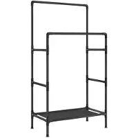 Helloshop26 Kleiderständer - - Doppelstange - Metall - Schwarz - 55 kg Tragfähigkeit