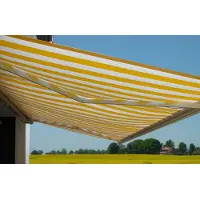 Mendler Elektrische Kassettenmarkise H123, Markise Vollkassette 4,5x3m Acryl Gelb/Weiß