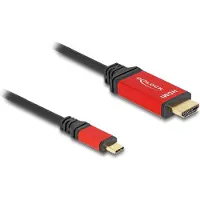 DeLOCK USB Type-C zu HDMI Kabel (DP Alt Mode) 8K 60 Hz mit HDR Funktion 2 m rot, 2 m, USB Typ-C, HDMI, Männlich, Männlich, Gerade