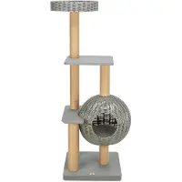 Trixie Outdoor Kratzbaum Amalia aus Polyrattan mit Höhle - grau - 143 cm