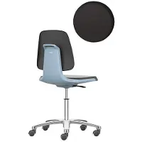 BIMOS Arbeitsdrehstuhl Labsit, SKINTEC-Polster, Rollen, B 450 x T 420 x H 450 - 650 mm, blau