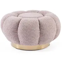 Bizzotto Pouf Florel aus Boucle-Stoff, modern gepolstert, rund, Altrosa, mit goldfarbenem Mittelfuß
