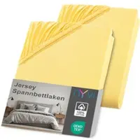 NYVI Jersey Spannbettlaken DreamScience für Matratzen bis 22 cm Höhe - Weich & Anschmiegsam, Rundumgummizug, Bügelfrei 140x200 - 160x200 cm (2er Pack) gelb