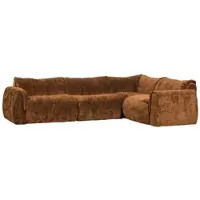 Woood Ecksofa Baggy, 3D-Chenille-Stoff, modern, rechts, mittelbraun, vielseitig kombinierbar