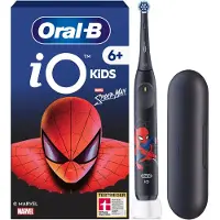 Braun iO Kids 6+ Spiderman Elektrische Zahnbürste inkl. 1 Aufsteckbürste, 1 Reise-Etui, Kind, Rotierende Zahnbürste, Tägliche Pflege, Sensibel, Super sensitive, Schwarz, 2 min, Schwarz