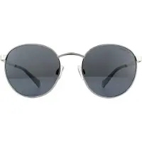 Polaroid Round Unisexe Palladium Grey Silver Mirror Polarise Lunettes de soleil