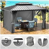 Markenlos 4 Seitenwände für Pavillon 3x3m wasserdicht mit UV-Schutz (Grau)