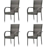 Markenlos Stapelbare Gartenstühle aus Polyrattan - Modern und Stabil - 4er Set