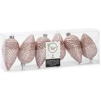 Décoris Kaemingk Christbaumschmuck Zapfen Bruchfest 4,5 cm H 8 cm 6 Stueck Rosa