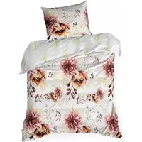 Eurofirany Bettwäsche Blumen weiß 140x200 beidseitig + 1x Kissenbezug 70x80 doppelseitig