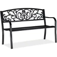 Relaxdays Gartenbank, bequemer 2-Sitzer, mit Vintage-Ornamenten, für Terrasse, Balkon, HxBxT 86,5 x 127 x 60 cm, schwarz