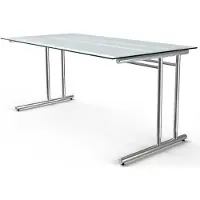 Kerkmann Schreibtisch Milchglas rechteckig C-Fuss-Gestell chrom 160,0 x 80,0 cm