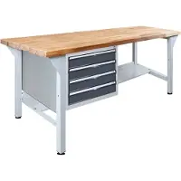 ADB Werkbank lichtgrau, anthrazitgrau 4 Schubladen 200,0 x 75,0 x 85,0 cm