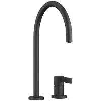Dornbracht TARA ULTRA Zweilochbatterie mit Einzelrosetten, Ausladung 241mm, 32815875-33, Farbe: Schwarz Matt
