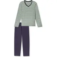 Schiesser Pyjama in Dunkelblau/ Grün - 36