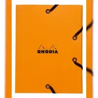 Rhodia 25x -Sammelmappe aus Karton, mit Gummizug und 3 Klappen, 12x16cm - Orange 12168C