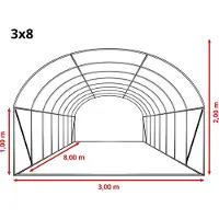 TOOLPORT Foliengewächshaus Gewächshaus 3x8m stabil & langlebig mit Fenster - reißfeste PE Plane 180g/m² weiß transparent
