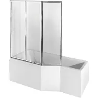 Badland Eckbadewanne Badewanne Integra LINKS 170x75 mit Acrylschürze, Glasabtrennung, Füßen und Ablaufgarnitur GRATIS