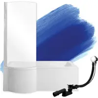 Badland Badewanne Rechteck Inspiro LINKS 150x70 mit Glasabtrennung, Füßen und Ablaufgarnitur GRATIS ohne Verkleidung