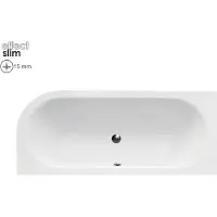 Besco Eckbadewanne Rechteck Badewanne Avita SLIM LINKS 170x75 Rand 15mm mit Ablaufgarnitur, Füßen und Styroporverkleidung mit Ablage 4 cm GRATIS