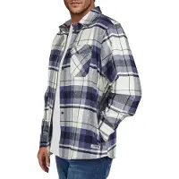 Riverso Overshirt Herren langarm Hemd Regular Fit RIVVincent - Cream White-Washed Indigo Blue - 3XL