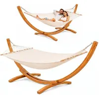 AMANKA XXL Hängematte mit Holzgestell 325 cm - Outdoor Set für 2 Personen bis 150 kg | Gr.: onesize