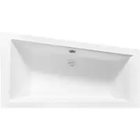 Besco BADLAND Eckbadewanne Rechteck Badewanne INTIMAS LINKS 180x125 mit Ablaufgarnitur und Füßen + Bambus Badewannenablage | BADLAND INTIMAS
