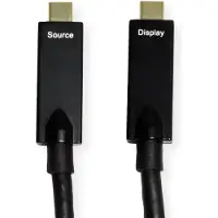 Roline USB 3.2 Gen 2 Kabel, AOC, C-C, ST/ST, 10Gbit/s, 4K60Hz, PD (Power Delivery) 60W, schwarz, 10 m
