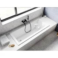 Badland Badewanne Rechteck Modern SLIM 150x70 Rand 15mm mit Ablaufgarnitur und Füßen GRATIS ohne Verkleidung