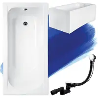 Badland Badewanne Rechteck Continea 150x70 mit Acrylschürze, Füßen und Ablaufgarnitur GRATIS