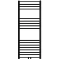 LuxeBath Badheizkörper Sahara 500x1200 mm Schwarz matt gerade Mittelanschluss inkl Anschlussgarnitur mit Thermostat Universal, ohne Heizstab