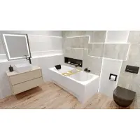 Besco BADLAND Badewanne Rechteck 180x80 mit Ablaufgarnitur und Füßen GRATIS ohne Verkleidung + Bambus Badewannenablage + Badewannenkissen | BADLAND BONA